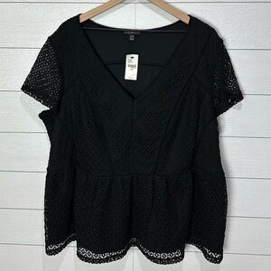 NWT Lane Bryant Black Peplum Top Size 26/28